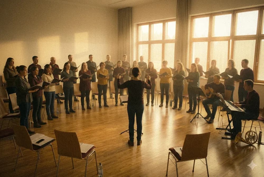Großer Chor und Publikum bei Open-Air-Konzert